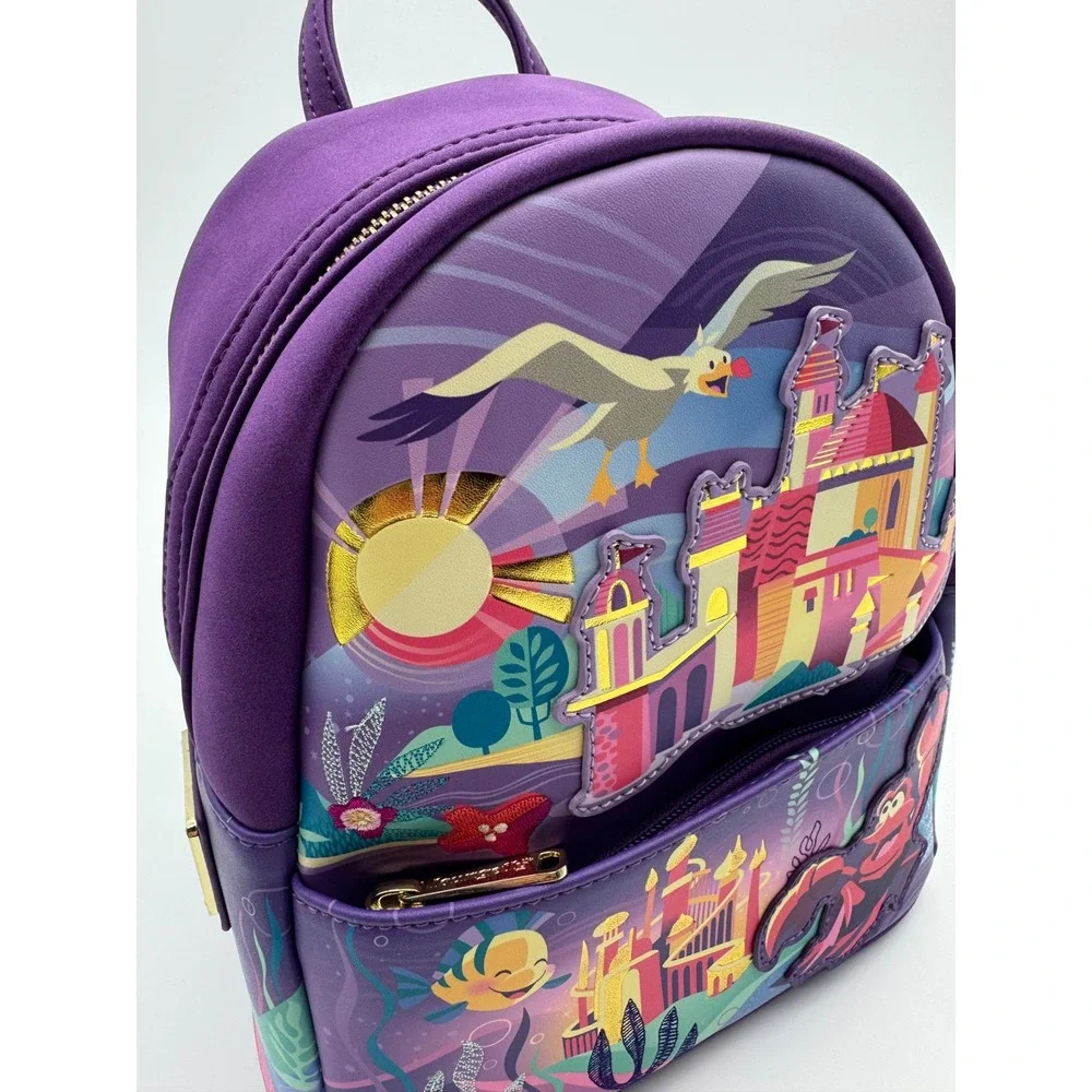 Loungefly Disney Little Mermaid Ariel Castle Mini Backpack Purple NEW‎